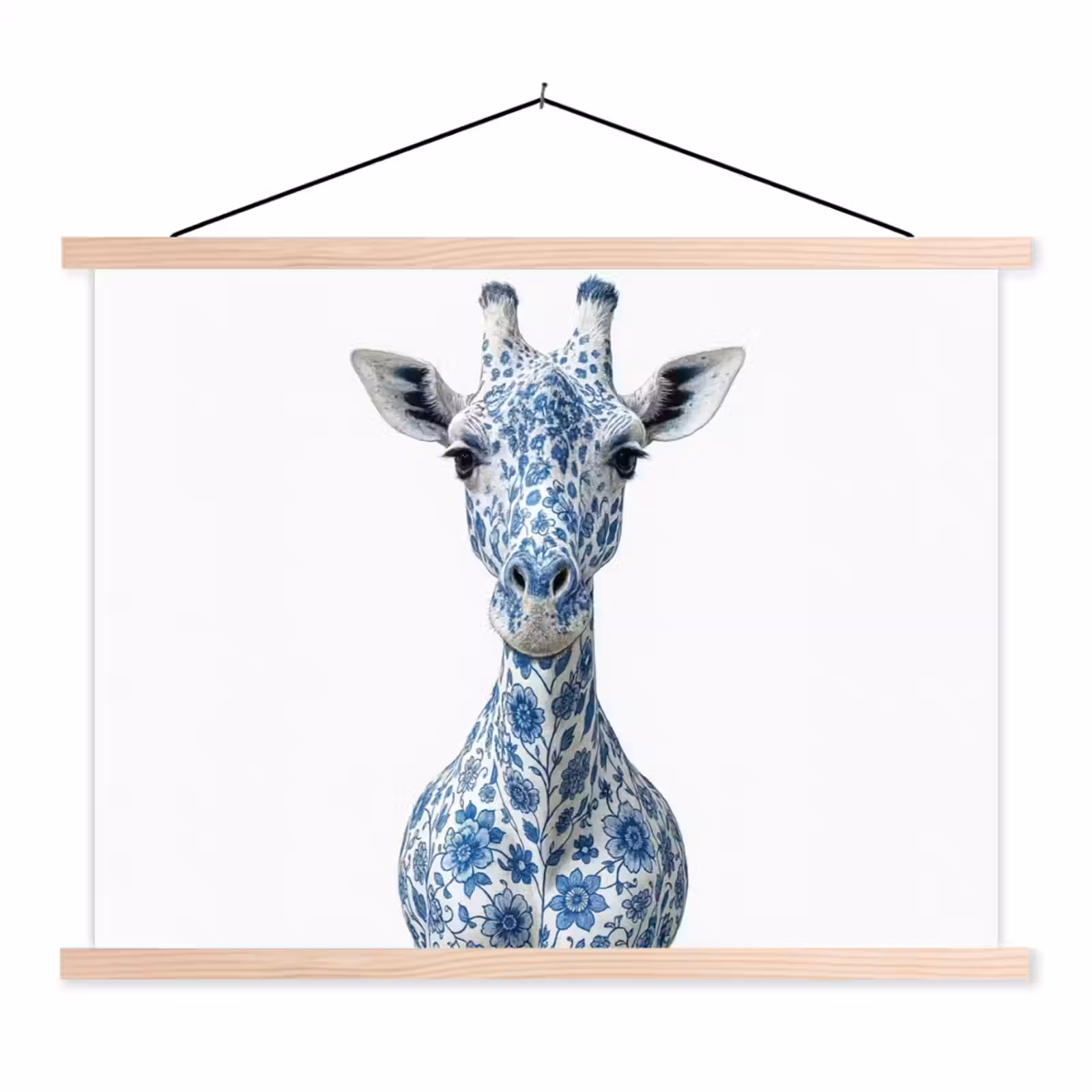 Schoolplaat - Giraffe - Delfts blauw - Dieren - Minimalistisch — 1