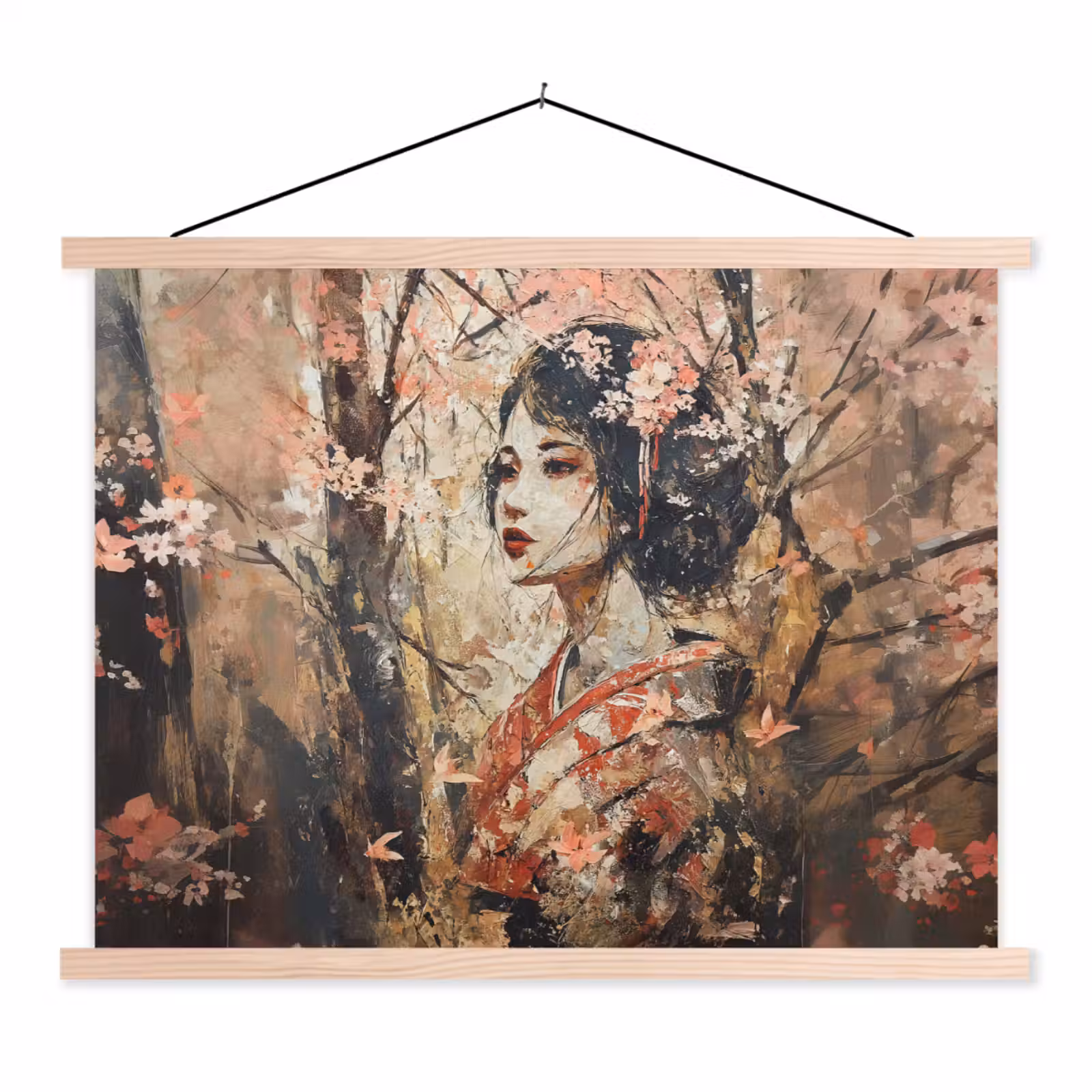 Schoolplaat - Kimono - Vrouw - kersenbomen — 1