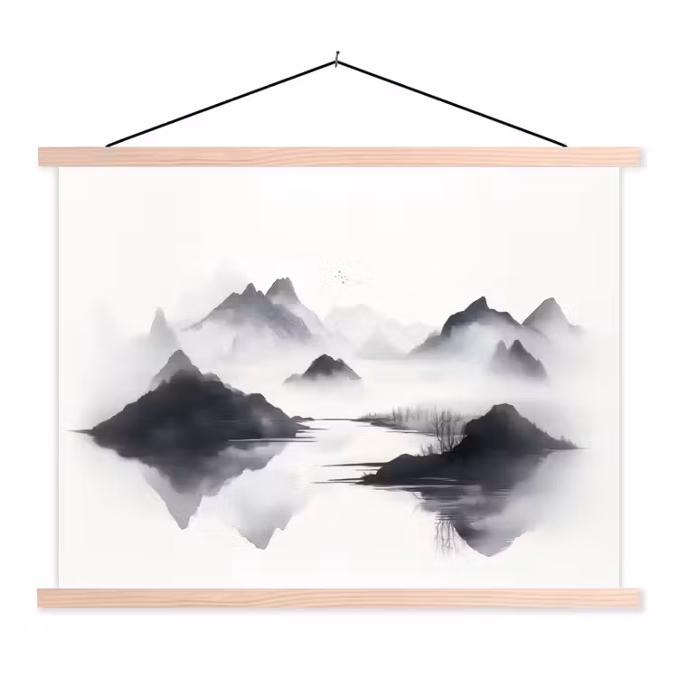 Schoolplaat - Bergen - Mistig - Water - Wit — 1