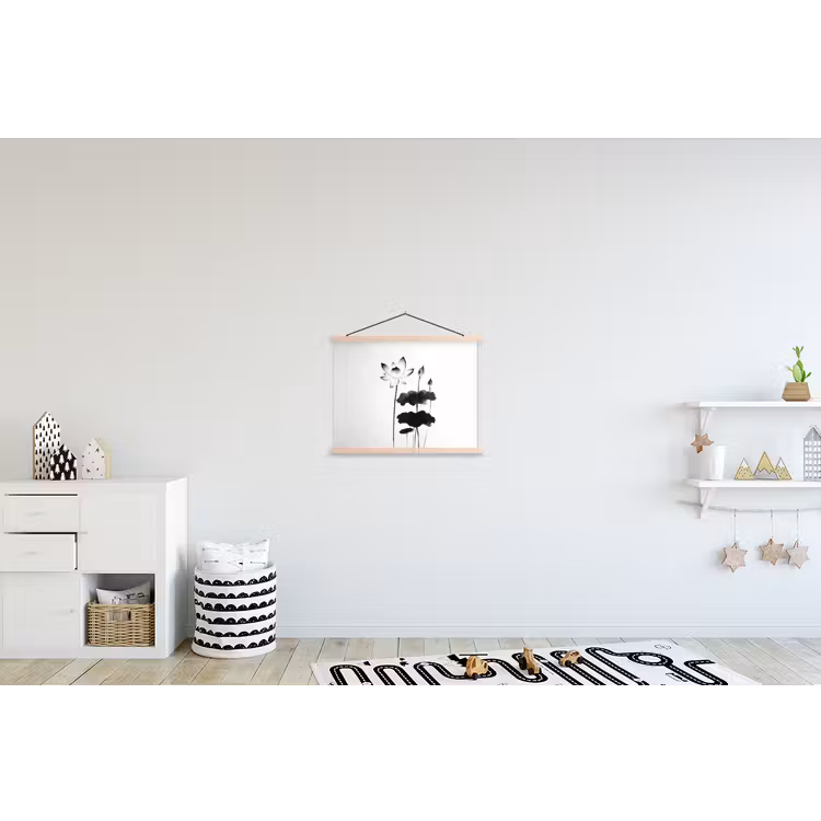 Schoolplaat - Bladeren - Zwart - Lotusbloem - Minimalitisch — 3