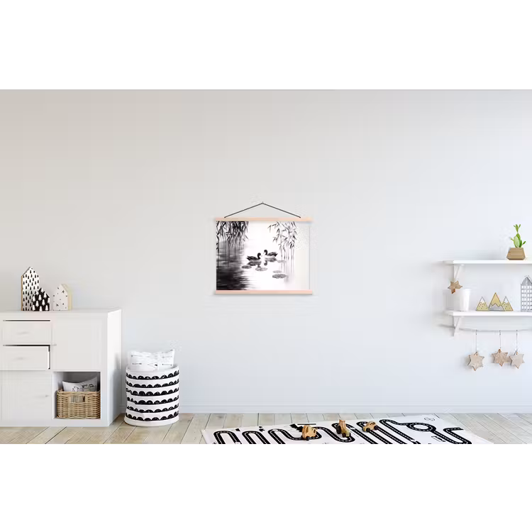 Schoolplaat - Eenden - Waterlelies - Riet - Zwart — 3