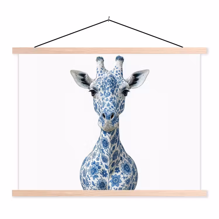 Schoolplaat - Giraffe - Delfts blauw - Dieren - Minimalistisch — 1