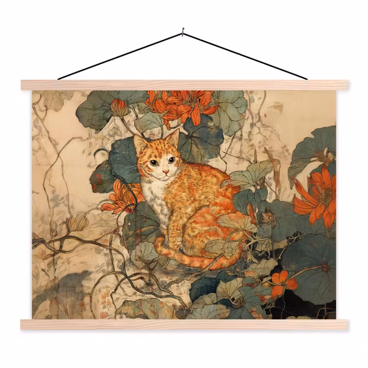Schoolplaat - Kat - Sierlijk - Bloemen — 1