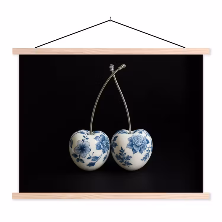 Schoolplaat - Kersen - Delfts blauw - Fruit — 1