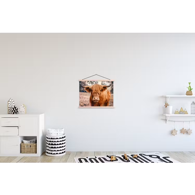 Schoolplaat - Koe- Schotse hooglander - Hoorns - Bruin - Landschap — 3