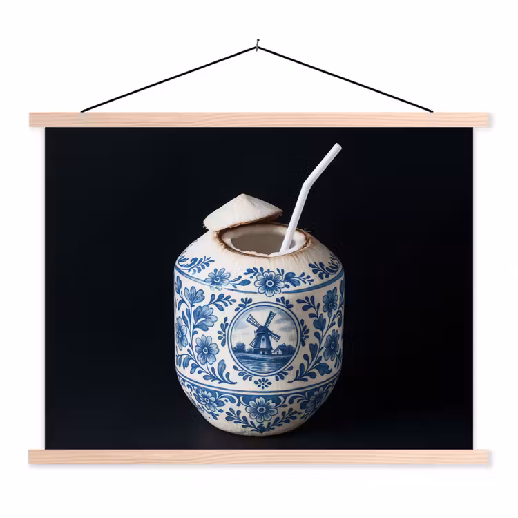 Schoolplaat - Kokosnoot - Eten - Delfts blauw - Drinken — 1