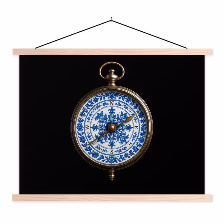 Schoolplaat - Kompas - Delfts blauw - Zwart — 1