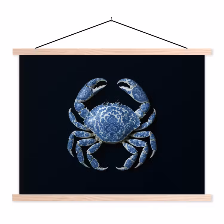 Schoolplaat - Krab - Delfts blauw - Dieren — 1