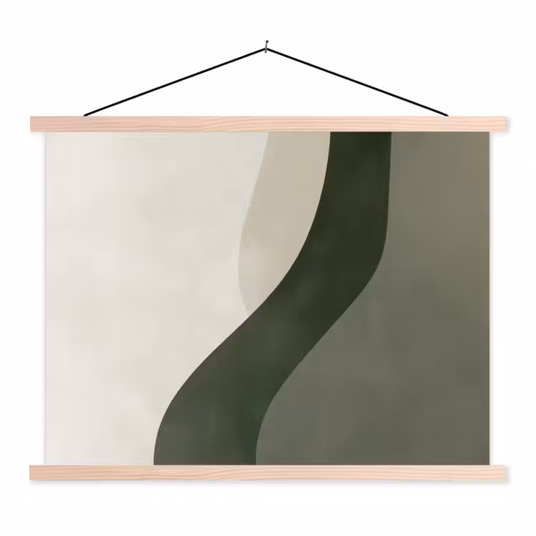 Schoolplaat - Japandi - Groen - Abstract - Modern — 1