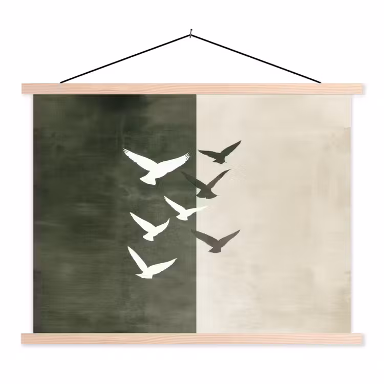 Schoolplaat - Japandi - Vogel - Groen — 1