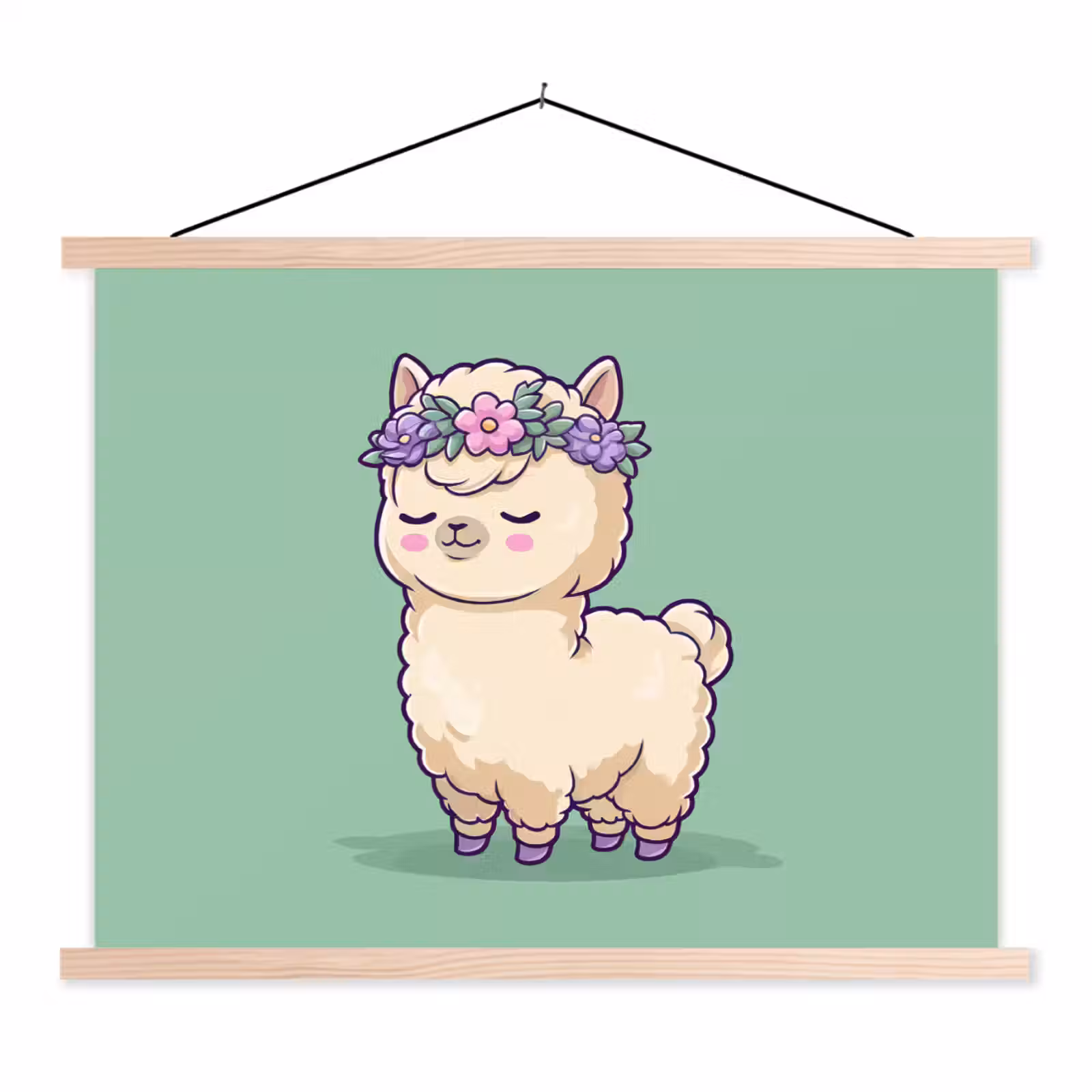 Schoolplaat - Alpaca - Groen - Bloemendiadeem — 1