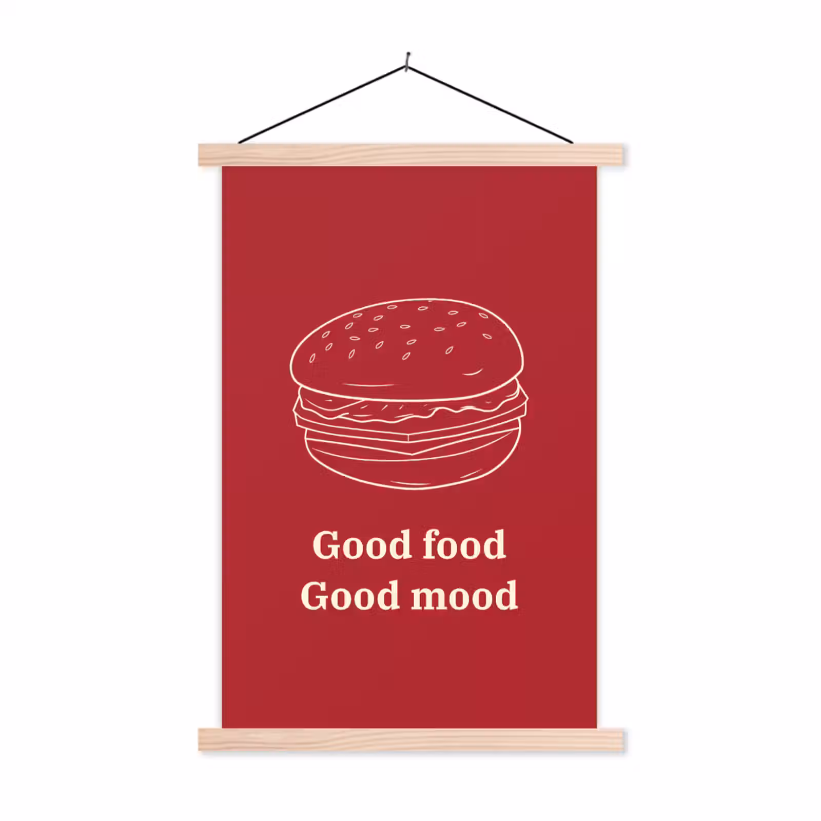 Schoolplaat - Dieprood - Lijntekening - Tekst - Hamburger — 1