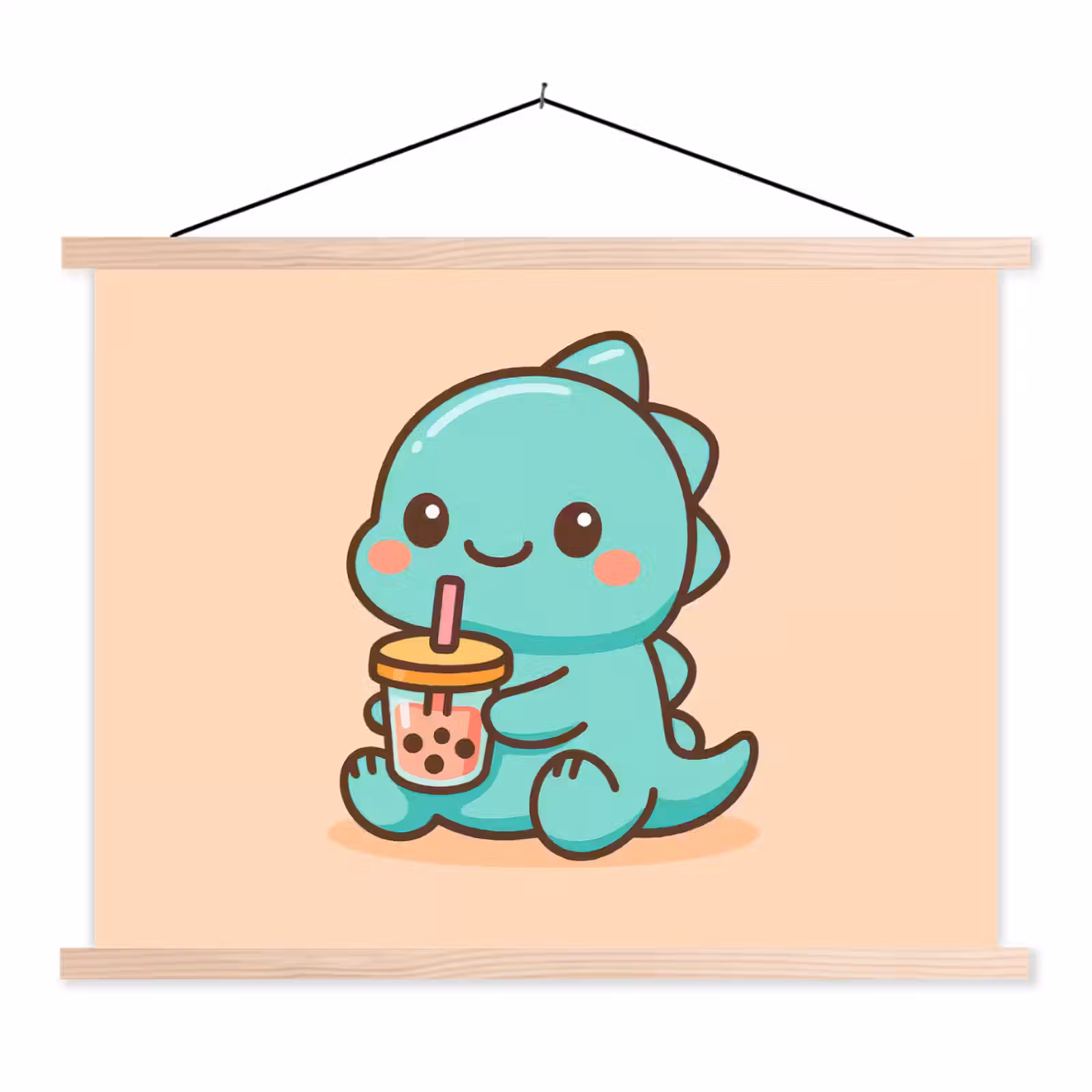 Schoolplaat - Dino - Boba - kawaii - Oranje — 1