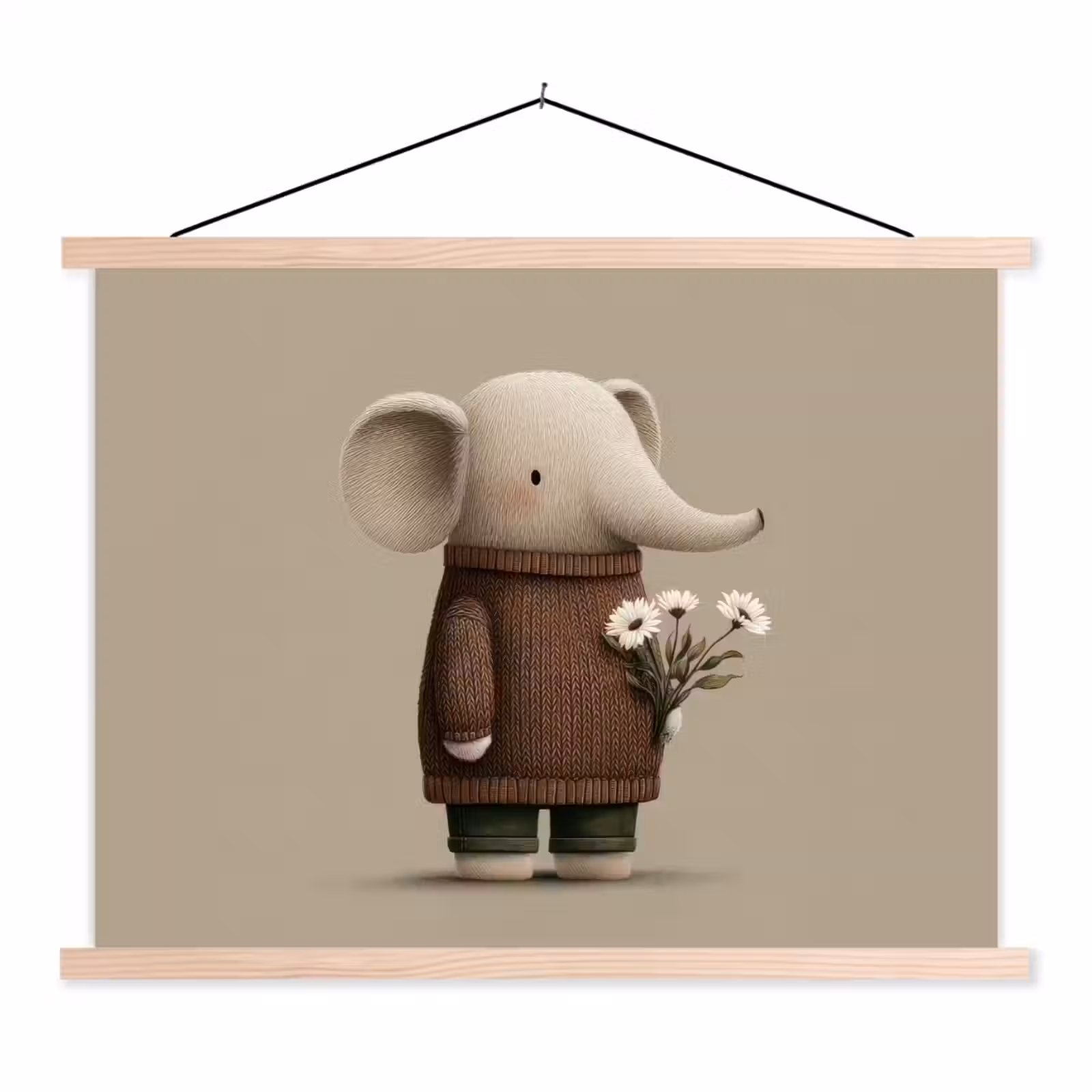 Schoolplaat - Olifant - Witte bloemen - Kindvriendelijk — 1