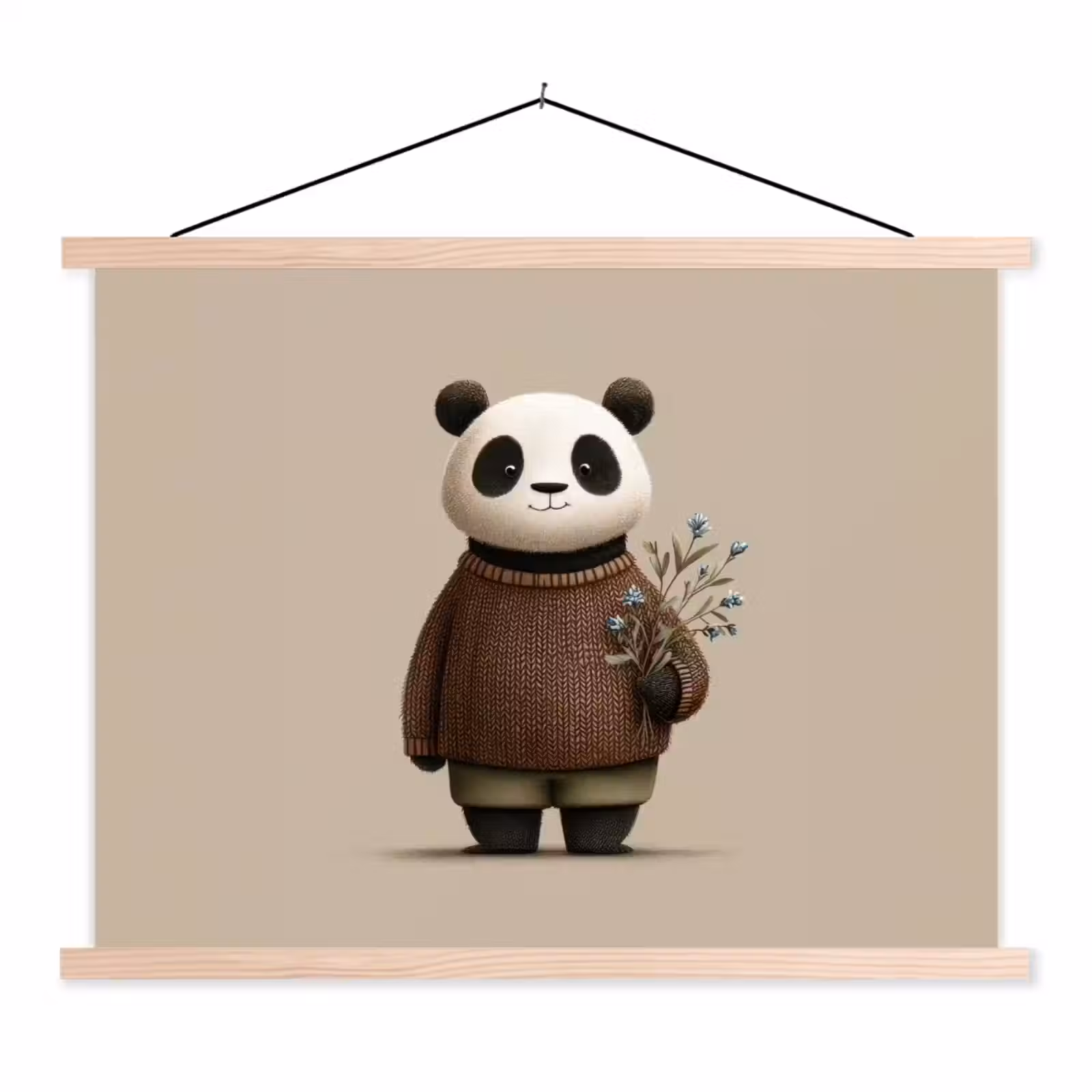 Schoolplaat - Panda - Blauwe bloemen - Zachtheid — 1