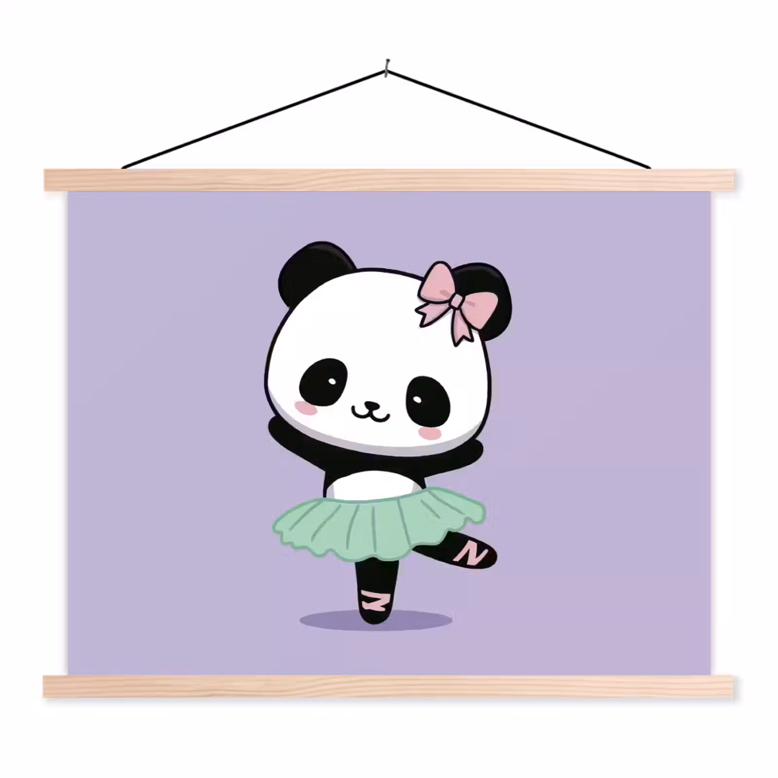 Schoolplaat - Panda - Paars - Sierlijk - Kawaii — 1