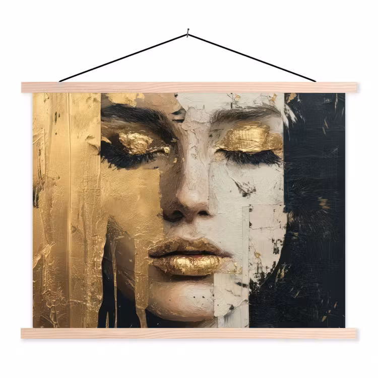 Schoolplaat - Abstract - Goud - Gezicht - Lippen — 1