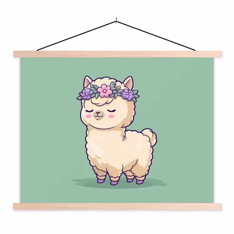 Schoolplaat - Alpaca - Groen - Bloemendiadeem — 1