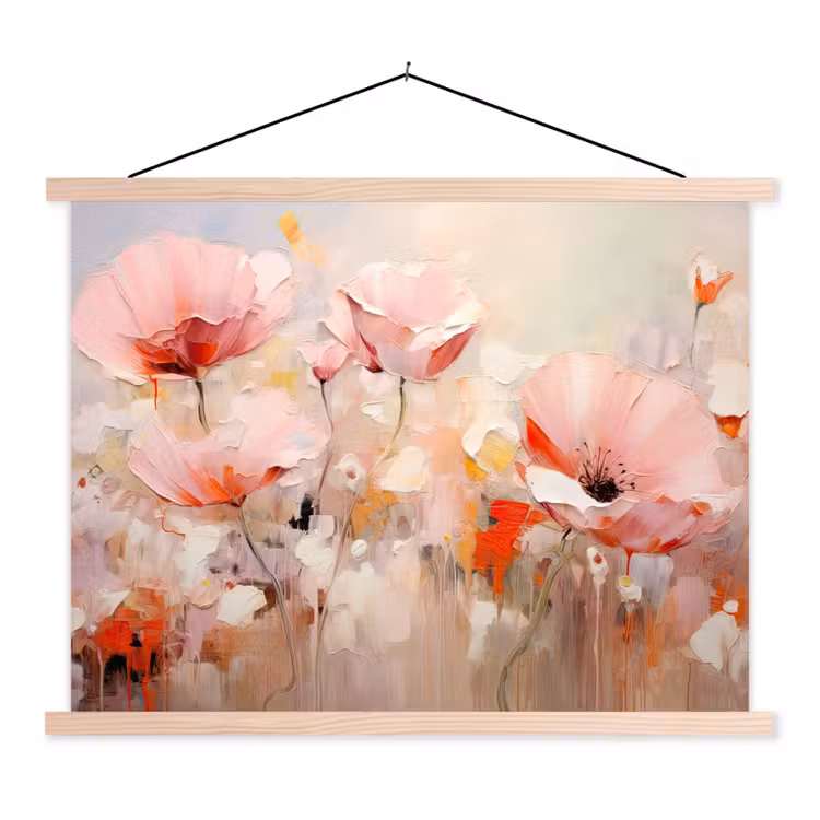 Schoolplaat - Bloemen - Watercolor - Roze - Abstract - Kunst — 1
