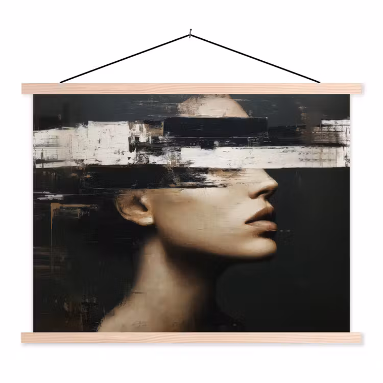 Schoolplaat - Gezicht - Vrouw - Zwart - Abstract — 1