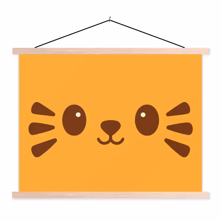 Schoolplaat - Kat - Simplistisch - Oranje - Vrolijk — 1