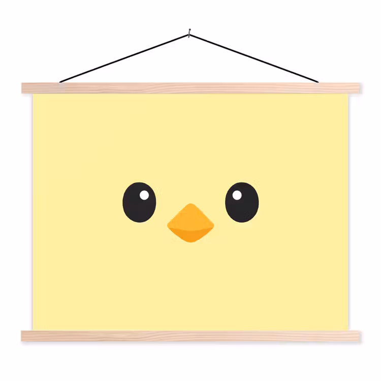 Schoolplaat - Kuiken - Vrolijk - Geel - Minimalistisch — 1