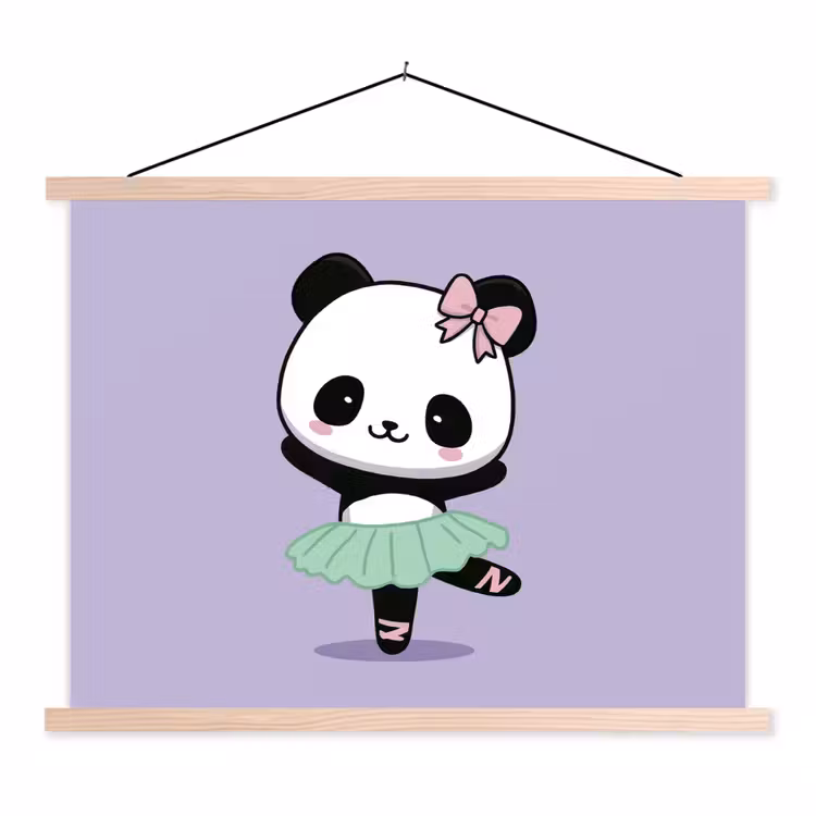 Schoolplaat - Panda - Paars - Sierlijk - Kawaii — 1