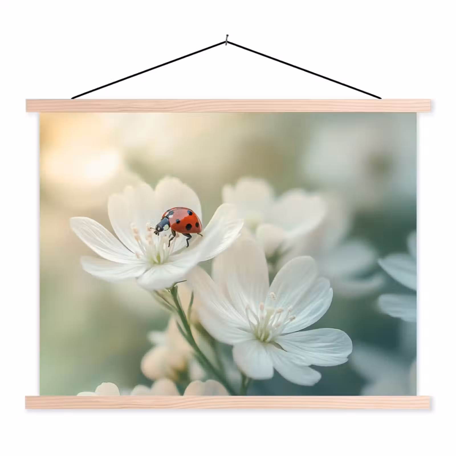 Schoolplaat - Lieveheersbeestje - Bloemen - Wit — 1