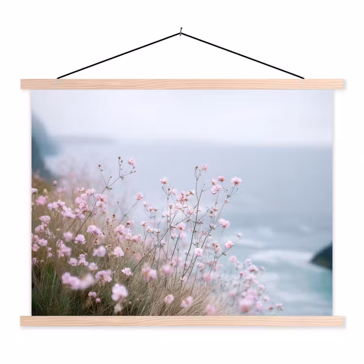 Schoolplaat - Klif - Bloemen - Zee - Roze — 1