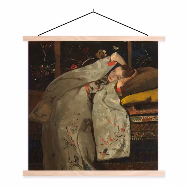 Schoolplaat - Meisje in witte kimono - Schilderij van George Hendrik Breitner — 1
