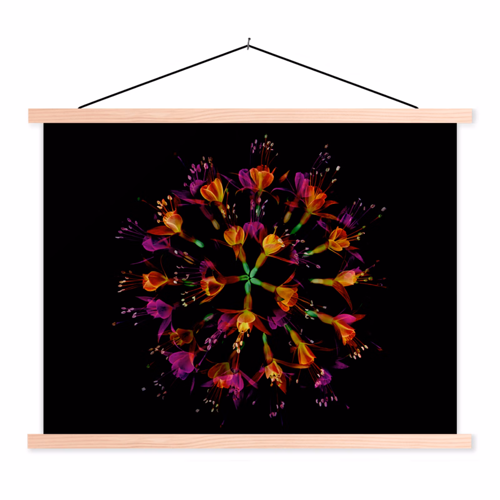 Schoolplaat - Bloemen - Oranje - Roze - Zwart — 1
