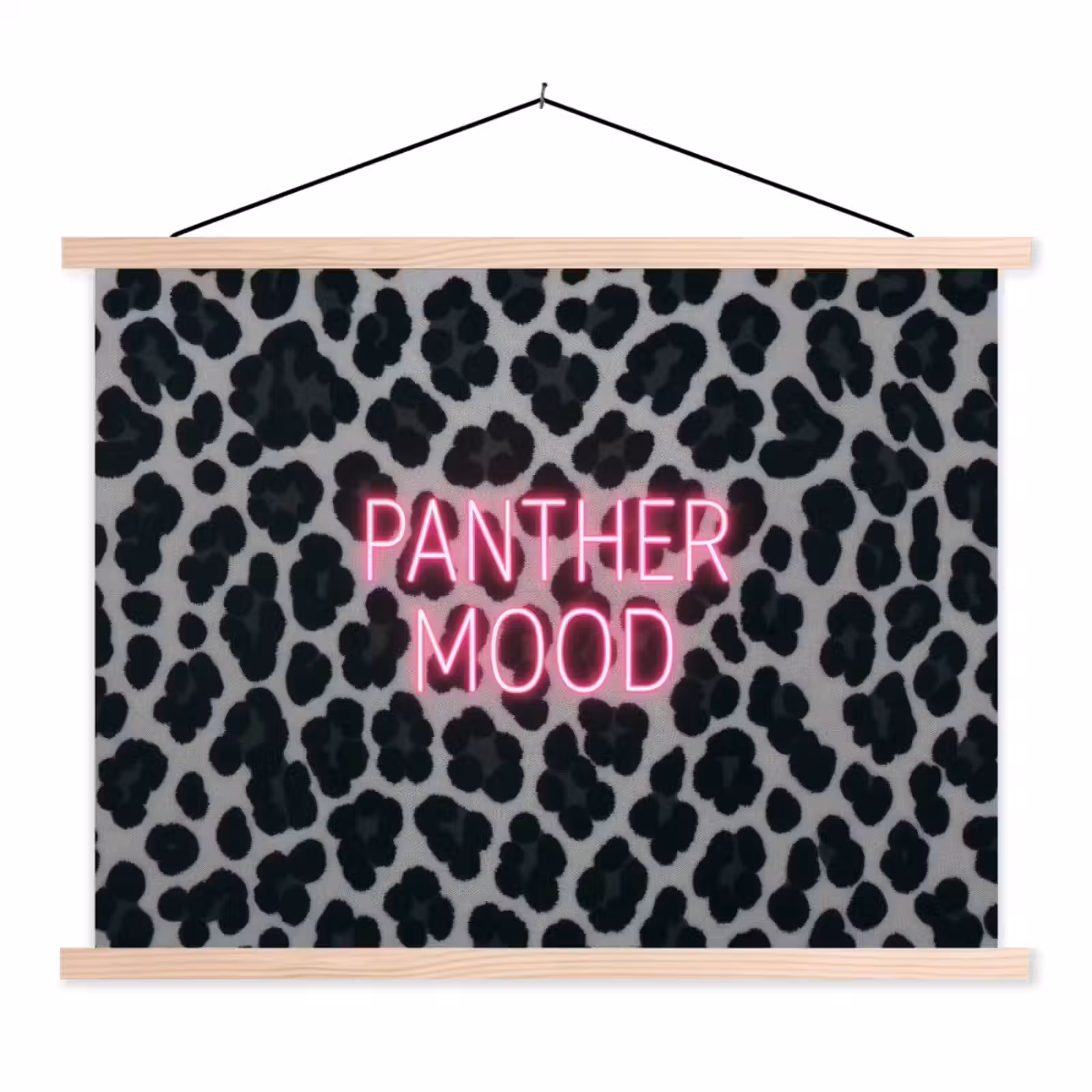 Schoolplaat - Panterprint - Zwart - Neonletters - Roze — 1