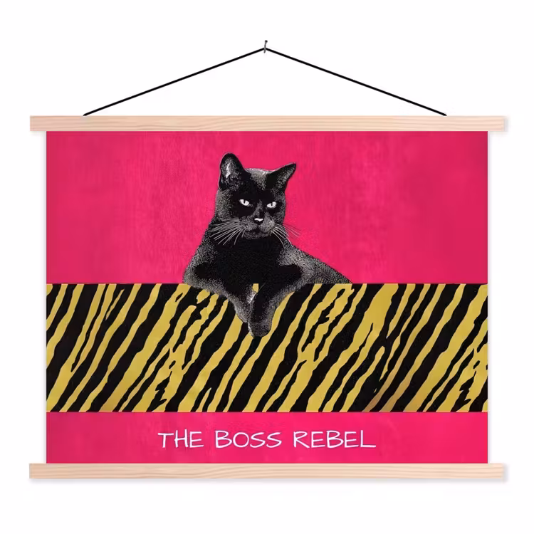 Schoolplaat - Kat - Baas - Roze - Tijgerprint — 1