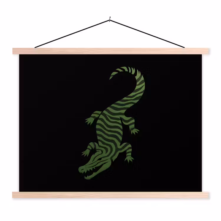 Schoolplaat - Krokodil - Groen - Tijgerachtig - Strepen — 1
