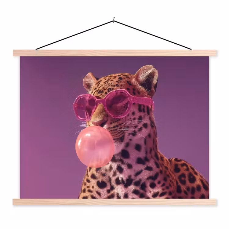 Schoolplaat - Panter - Zonnebril - Kauwgombel - Roze — 1