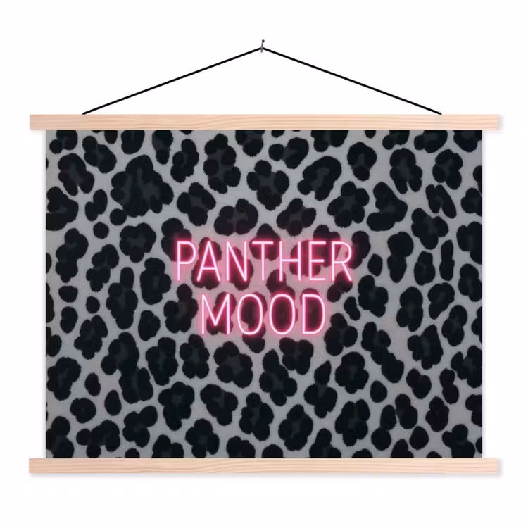 Schoolplaat - Panterprint - Zwart - Neonletters - Roze — 1