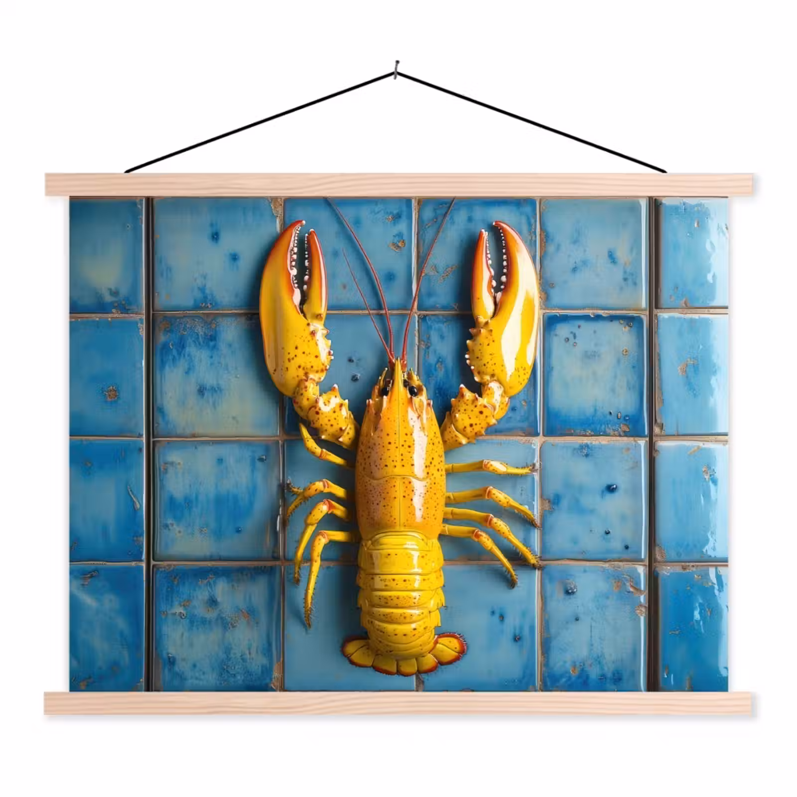 Schoolplaat - Kreeft - Geel - Blauw - Tegels — 1