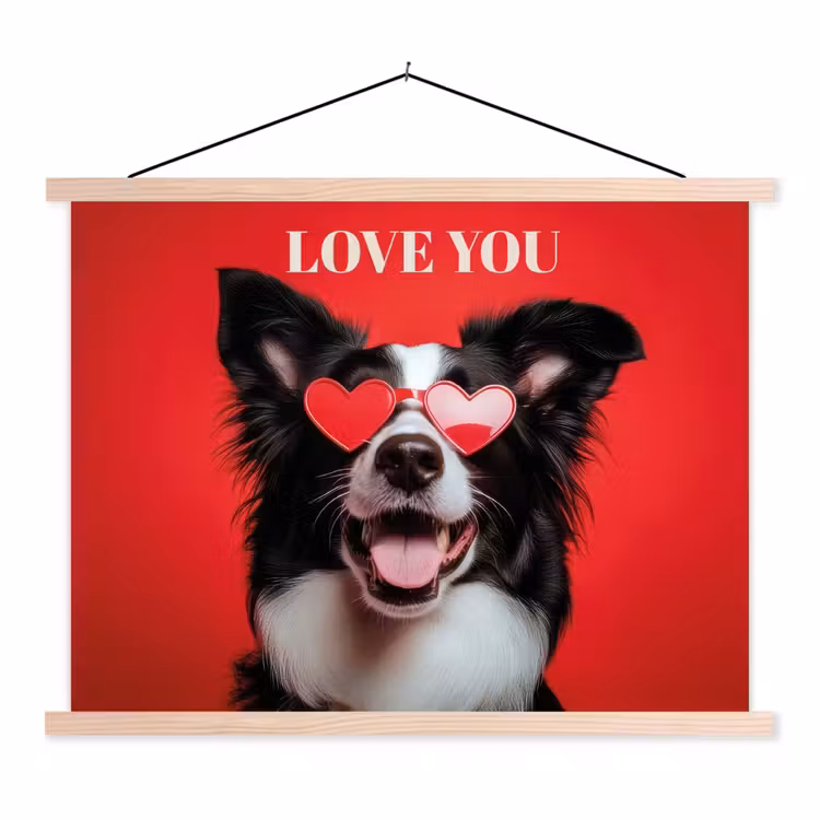 Schoolplaat - Hond - Hartjesbril - Loveyou - Rood — 1