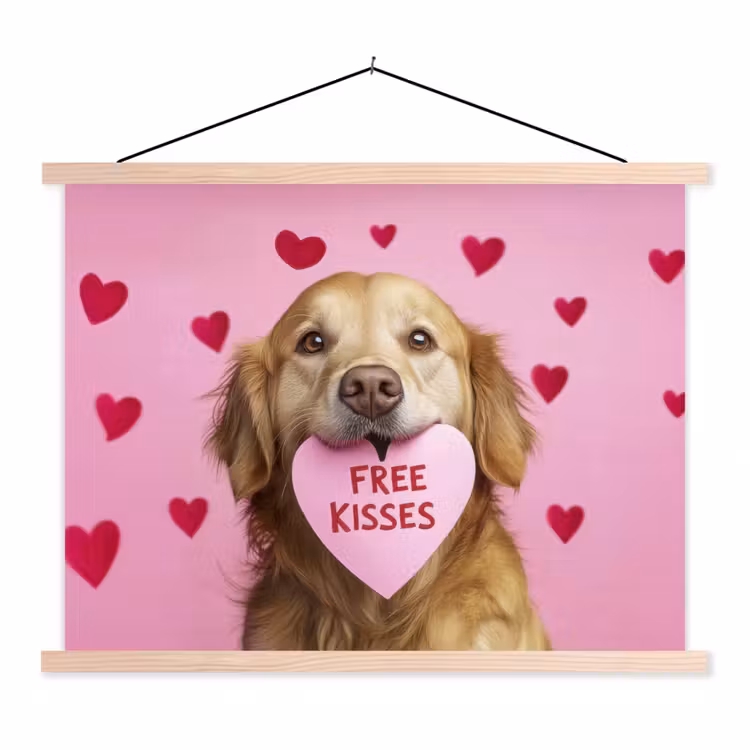 Schoolplaat - Hond - Kiss- Valentijn - Hartjes — 1