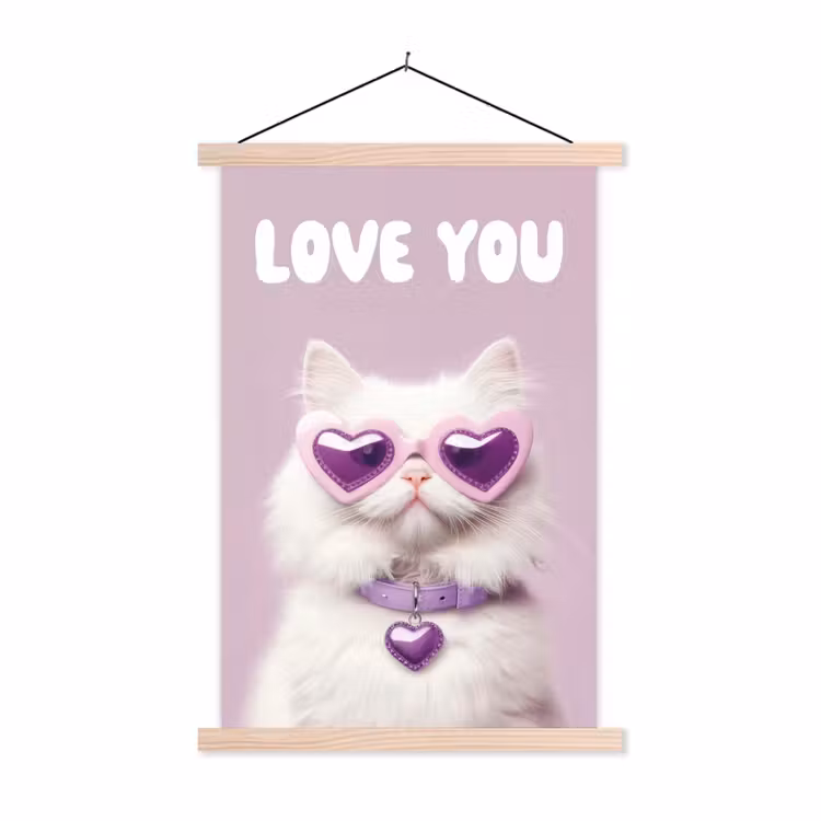 Schoolplaat - Kat - Love - Paars - Valentijn — 1
