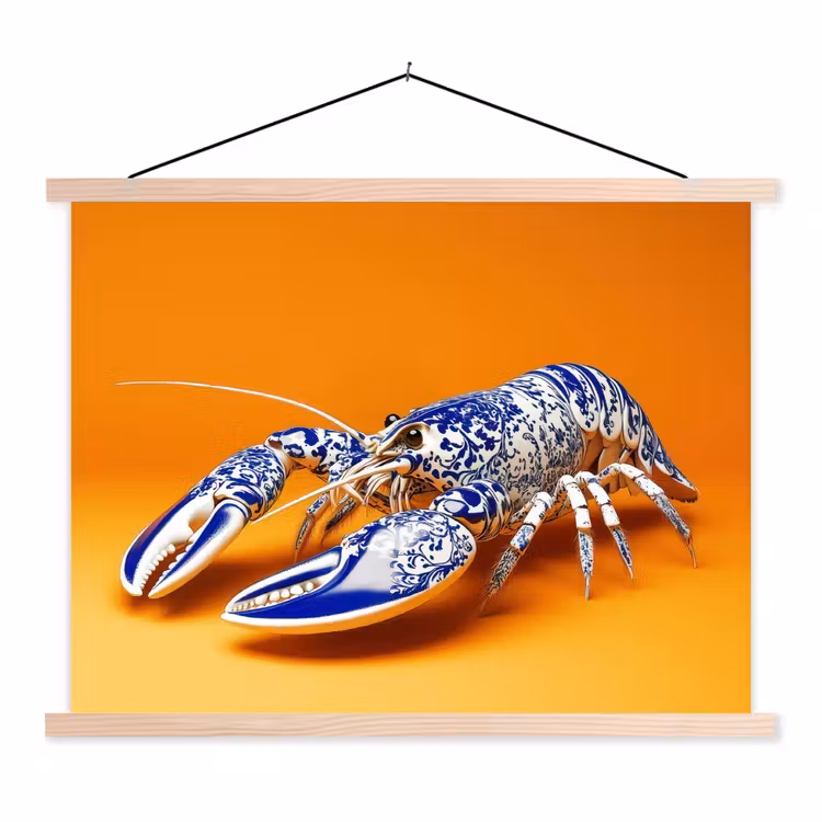 Schoolplaat - Kreeft - Delftsblauw - Schild - Stoer - Oranje — 1