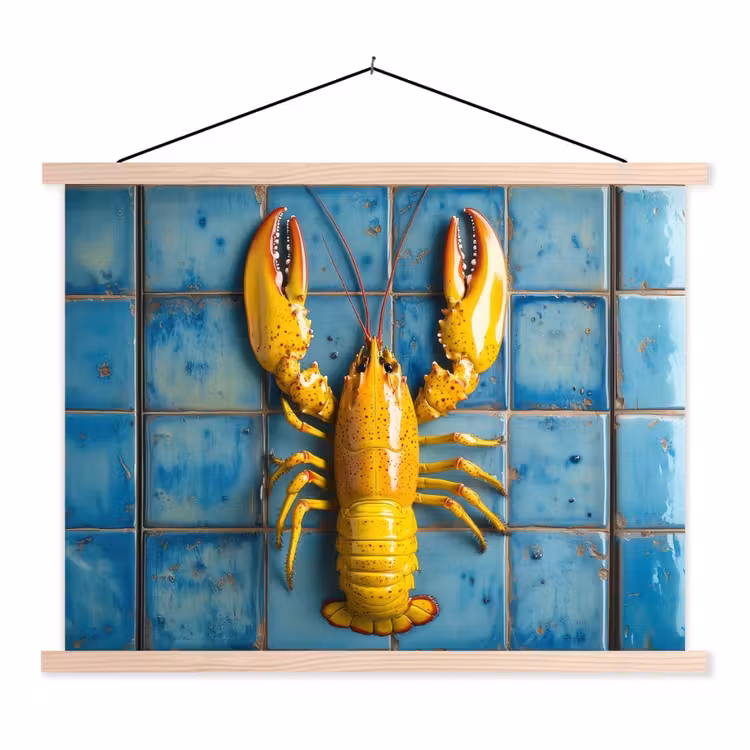 Schoolplaat - Kreeft - Geel - Blauw - Tegels — 1