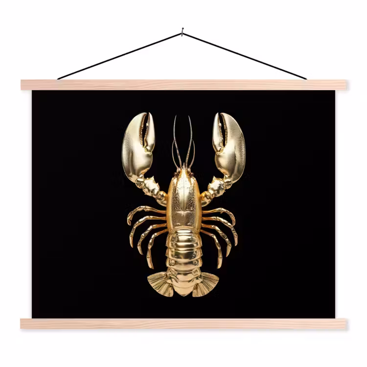 Schoolplaat - Kreeft - Goud - Textuur - Zwart — 1