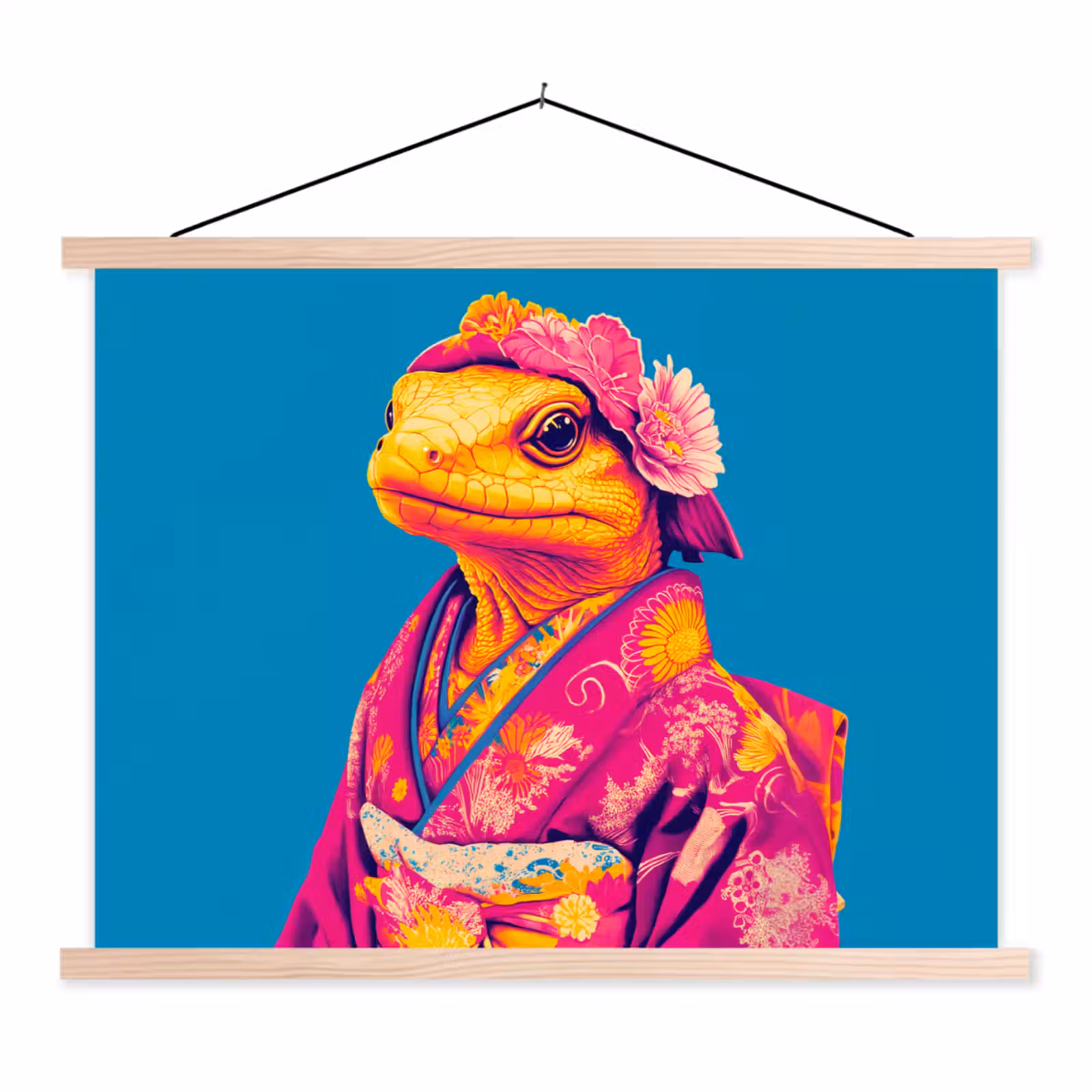 Schoolplaat - Bloemenkrans - Hagedis - Kimono - Paars — 1