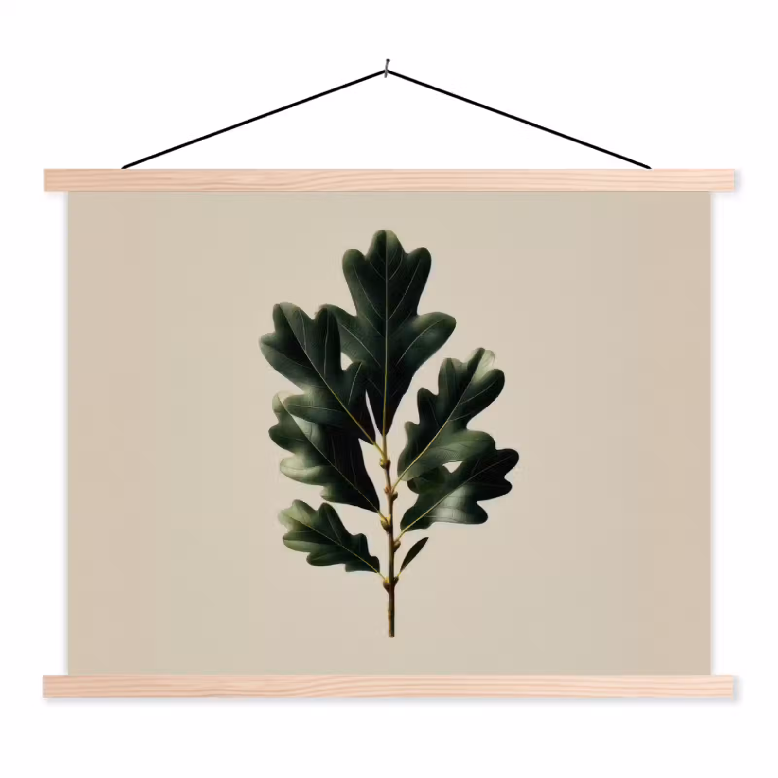 Schoolplaat - Eikenbladeren - Beige - Groen - Golvende randen — 1