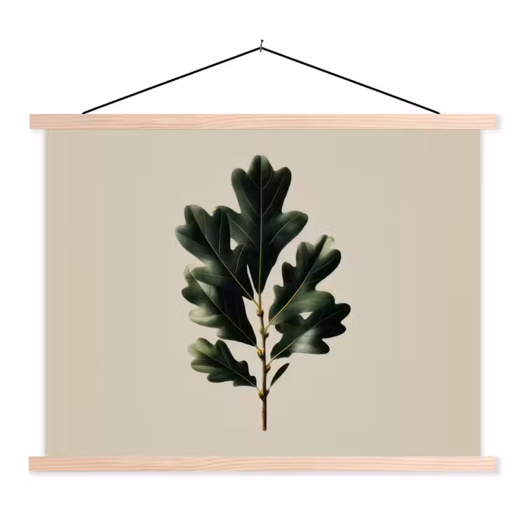 Schoolplaat - Eikenbladeren - Beige - Groen - Golvende randen — 1