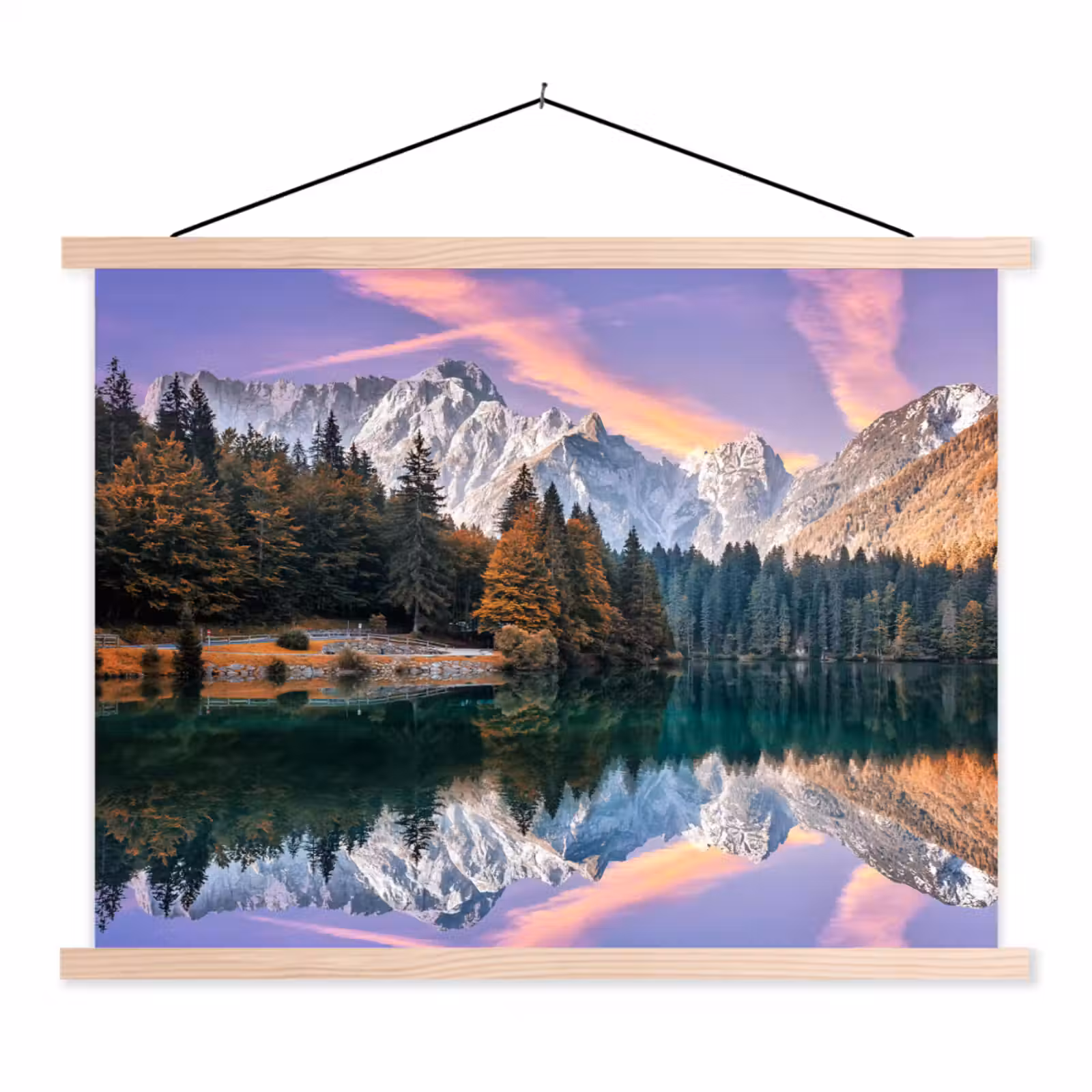 Schoolplaat - Bergen - Bos - Water - Lucht - Roze - Paars — 1