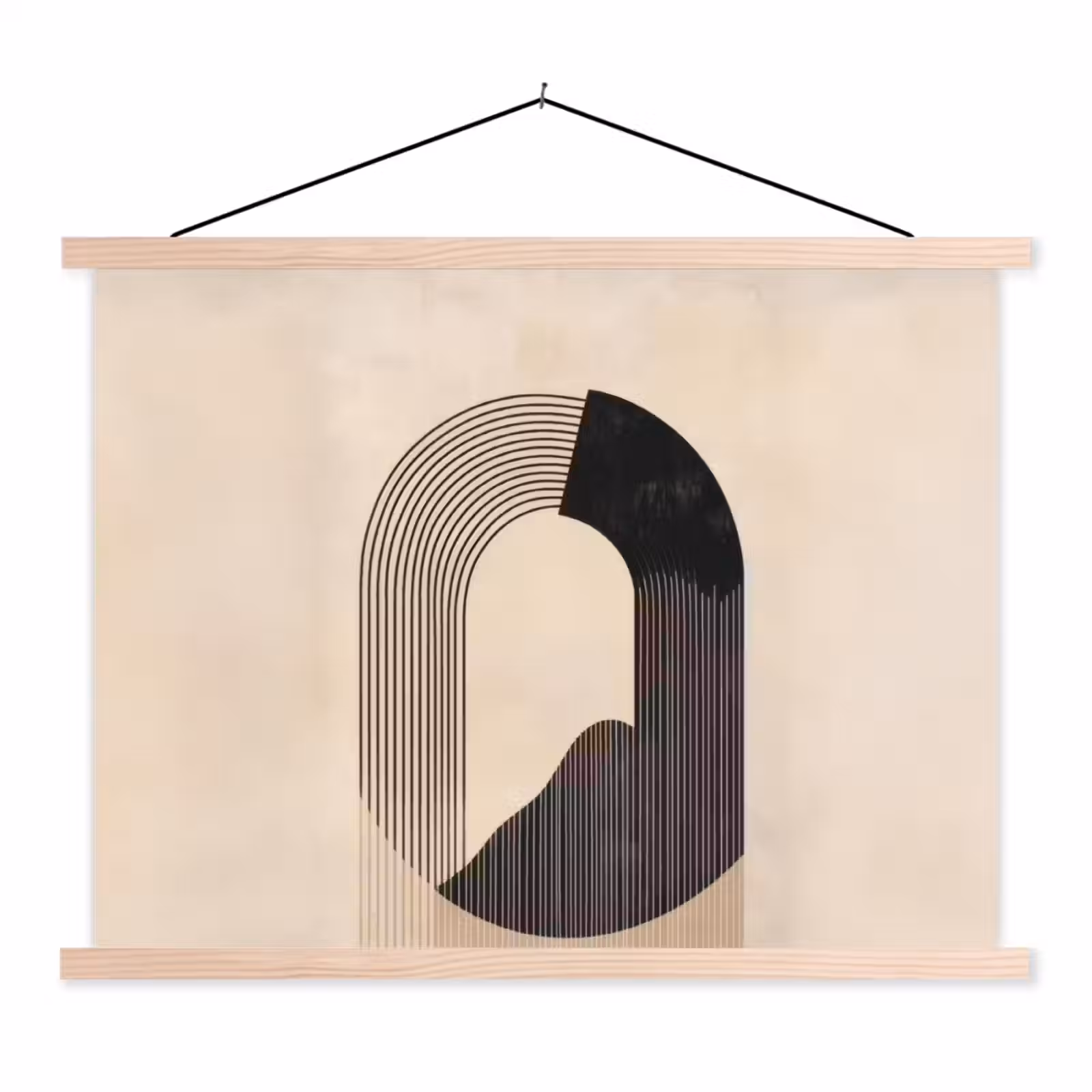 Schoolplaat - Grafisch gebogen motief - Beige — 1
