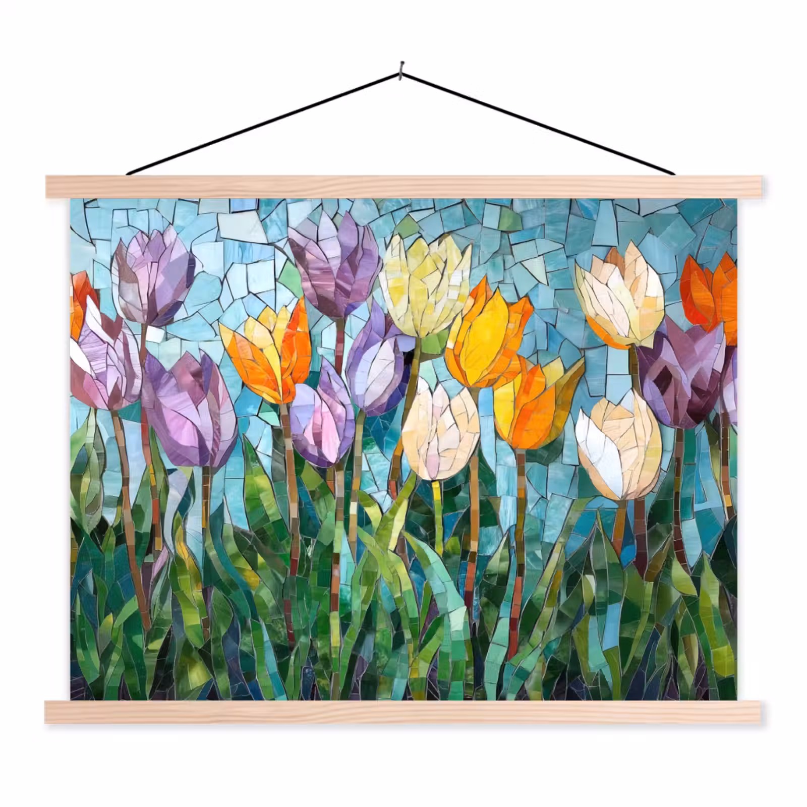 Schoolplaat - Mozaïek - Veld - Tulpen - Kleurrijk — 1
