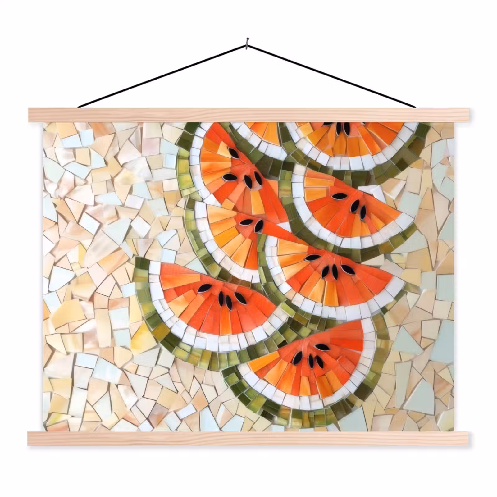 Schoolplaat - Mozaïek - Watermeloen - Rood - Pitten — 1